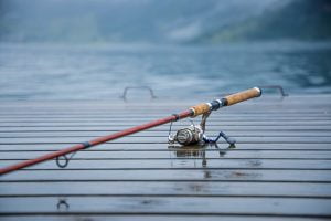 Fishing rod laying on a deck
