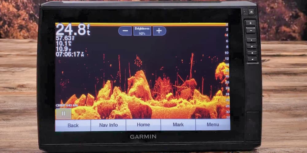 Up close shot of the Garmin ECHOMAP UHD 73sv