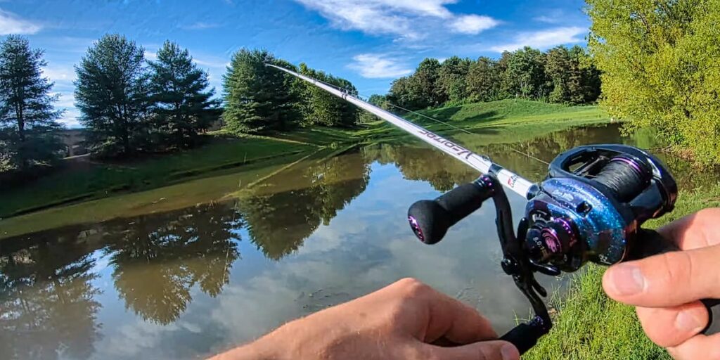 Man fishing with the Abu Garci Revo IKE casting reel