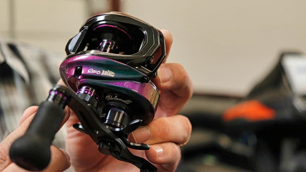 Holding the Revo IKE baitcasting reel