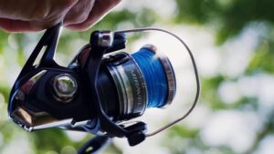 Up close on this Shimano spinning reel.