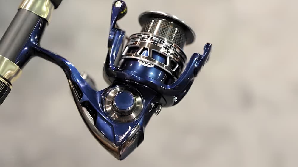 Pflueger Patriarch spinning reel ready to spool with line.