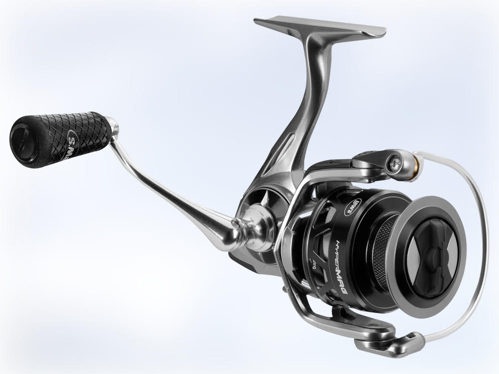 A close up of the Lews HyperMag Spinning Reel.