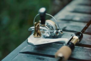 A closeup of the Abu Garcia Revo MGX spinning fishing reel.